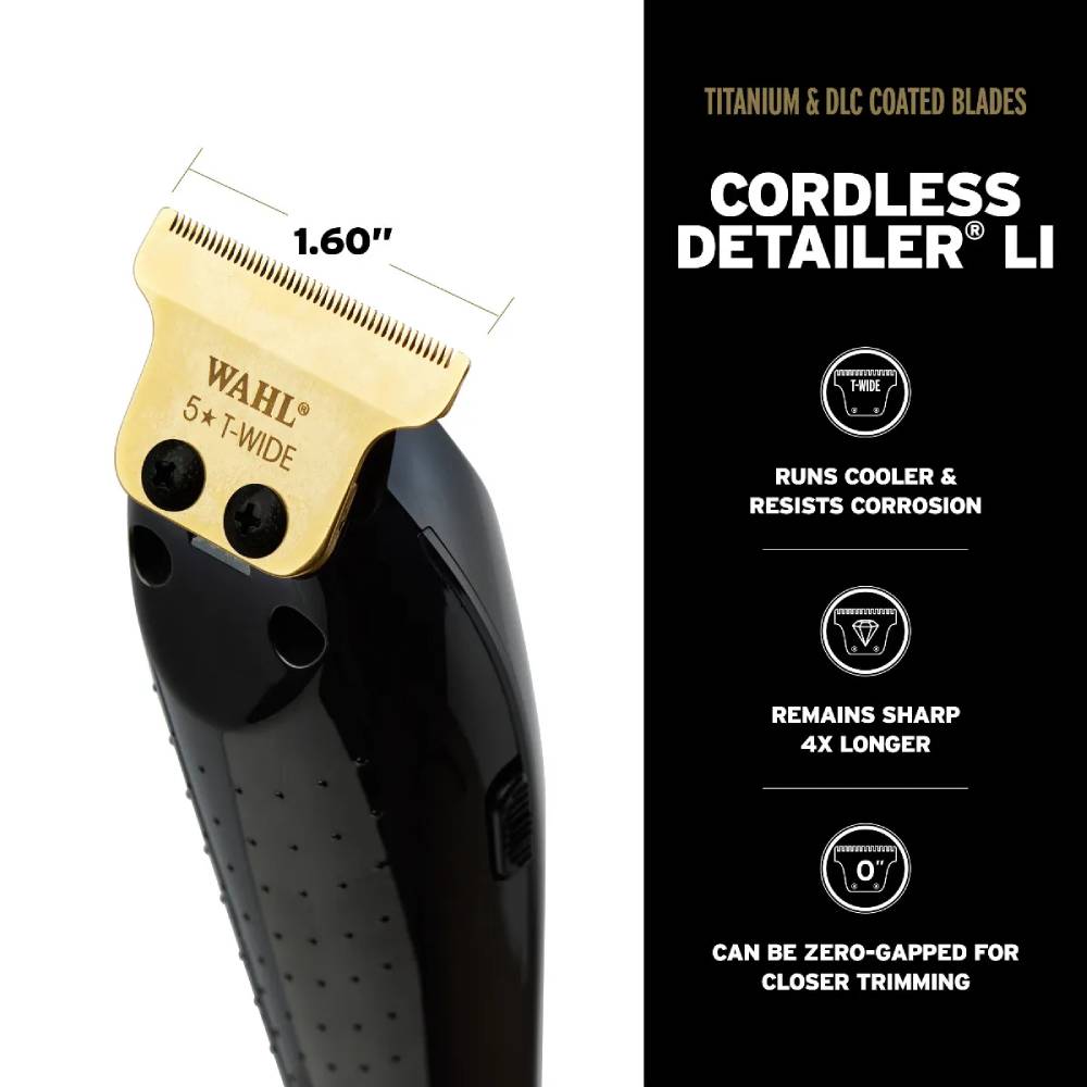 Wahl 5-Star Black/Gold Cordless Barber Combo – Cordless Magic Clip & Cordless Detailer #3025397