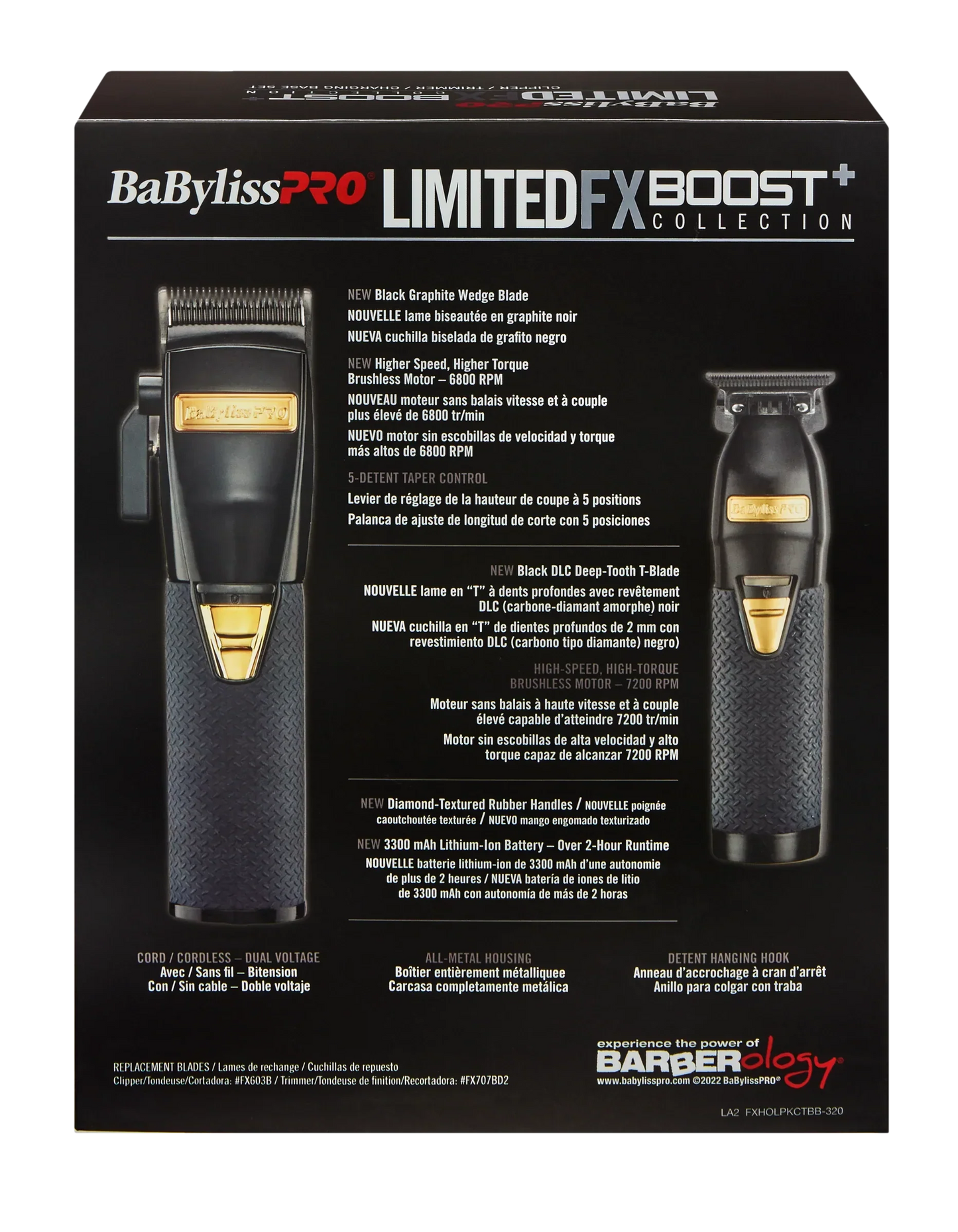 [barber_everything]-BaByliss PRO Black FX Boost+ Limited Edition Clipper & Trimmer Set w/ Charging Base (FXHOLPKCTB-B)-Babyliss Pro-Barber Everything