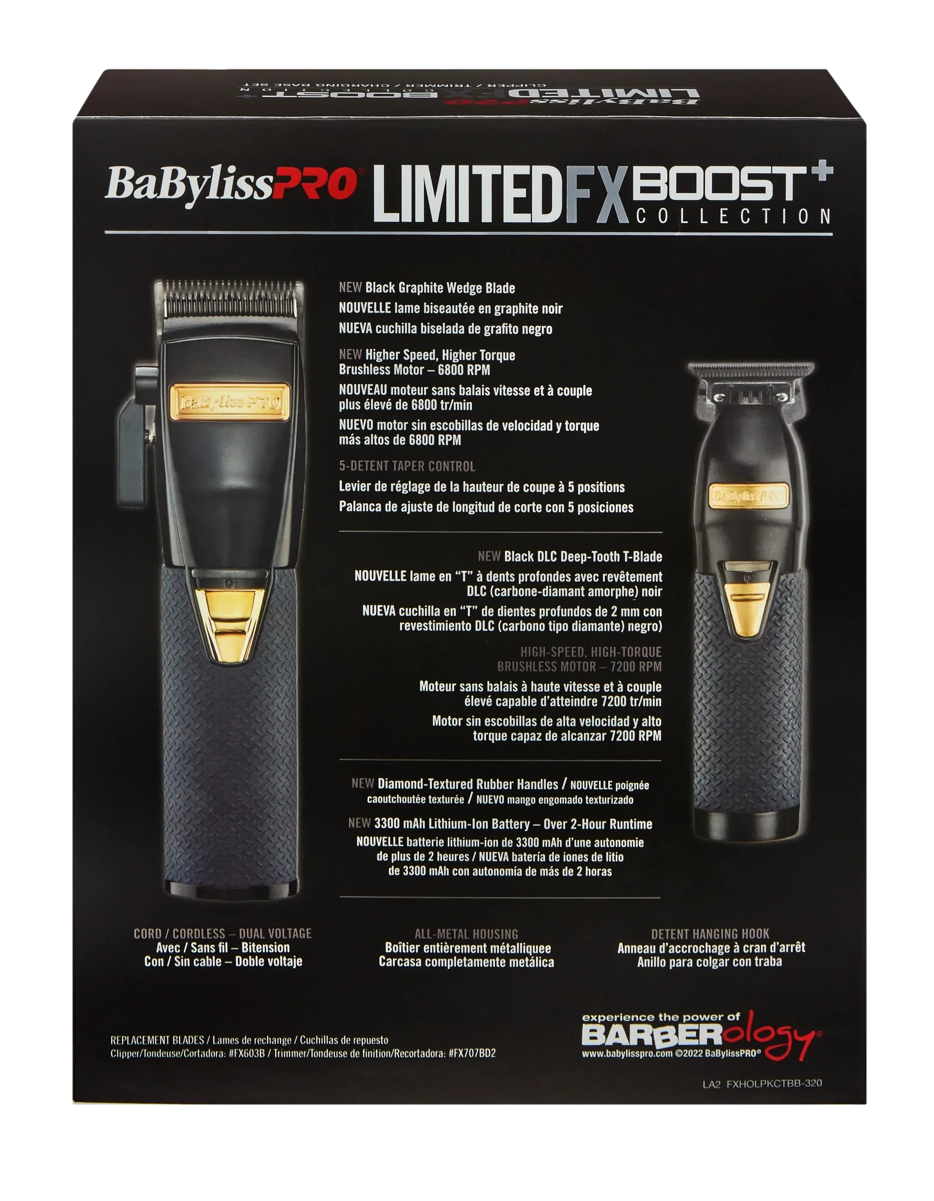 [barber_everything]-BaByliss PRO Black FX Boost+ Limited Edition Clipper & Trimmer Set w/ Charging Base (FXHOLPKCTB-B)-Babyliss Pro-Barber Everything