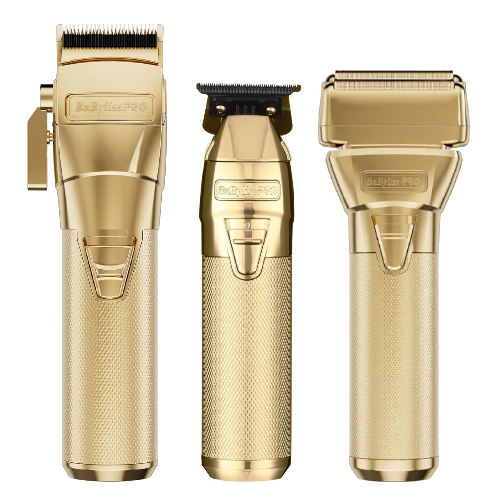 [barber_everything]-Babyliss Pro FXONE GoldFX Cordless Clipper + FXONE GoldFX Trimmer + FXONE GoldFX Shaver (Combo) (#FX899G + # FX799G + #FXFX79FSG)-Babyliss Pro-Barber Everything