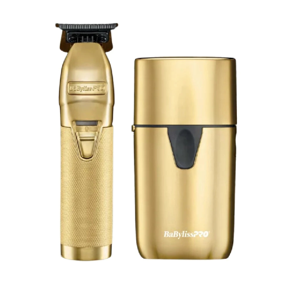 [barber_everything]-Babyliss Pro Limited Edition Gold FX Trimmer & UV Single-Foil Shaver Set (FXLFHOLPKG)-Babyliss Pro-Barber Everything