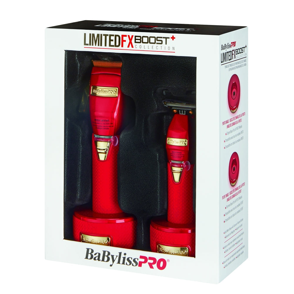 [barber_everything]-BaByliss PRO RED FX Boost+ Limited Edition Clipper & Trimmer Set w/ Charging Base-Babyliss Pro-Barber Everything