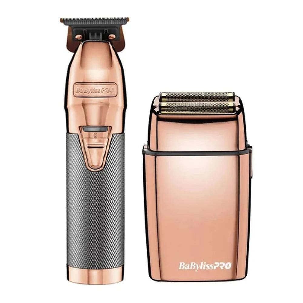 [barber_everything]-Babyliss Pro Rose Gold Skeleton Trimmer + Babyliss Pro Rose Gold Double Foil Shaver (Combo)-Babyliss Pro-Barber Everything