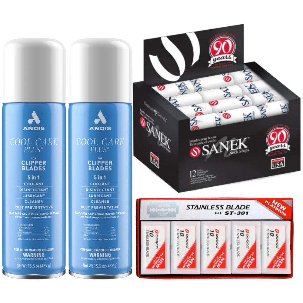 [barber_everything]-Barber Must Haves Subscription Box - Cool Care Plus, Sanek Neck Strips, Dorco Blades-Andis-Barber Everything