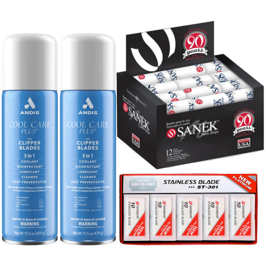 [barber_everything]-Barber Must Haves Subscription Box - Cool Care Plus, Sanek Neck Strips, Dorco Blades-Andis-Barber Everything