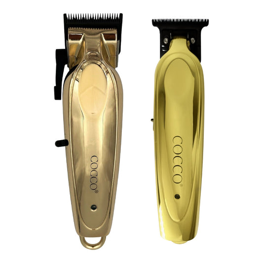 [barber_everything]-Cocco Pro All Metal Hair Clipper & Trimmer Combo - Gold (Dual Voltage)-Cocco-Barber Everything