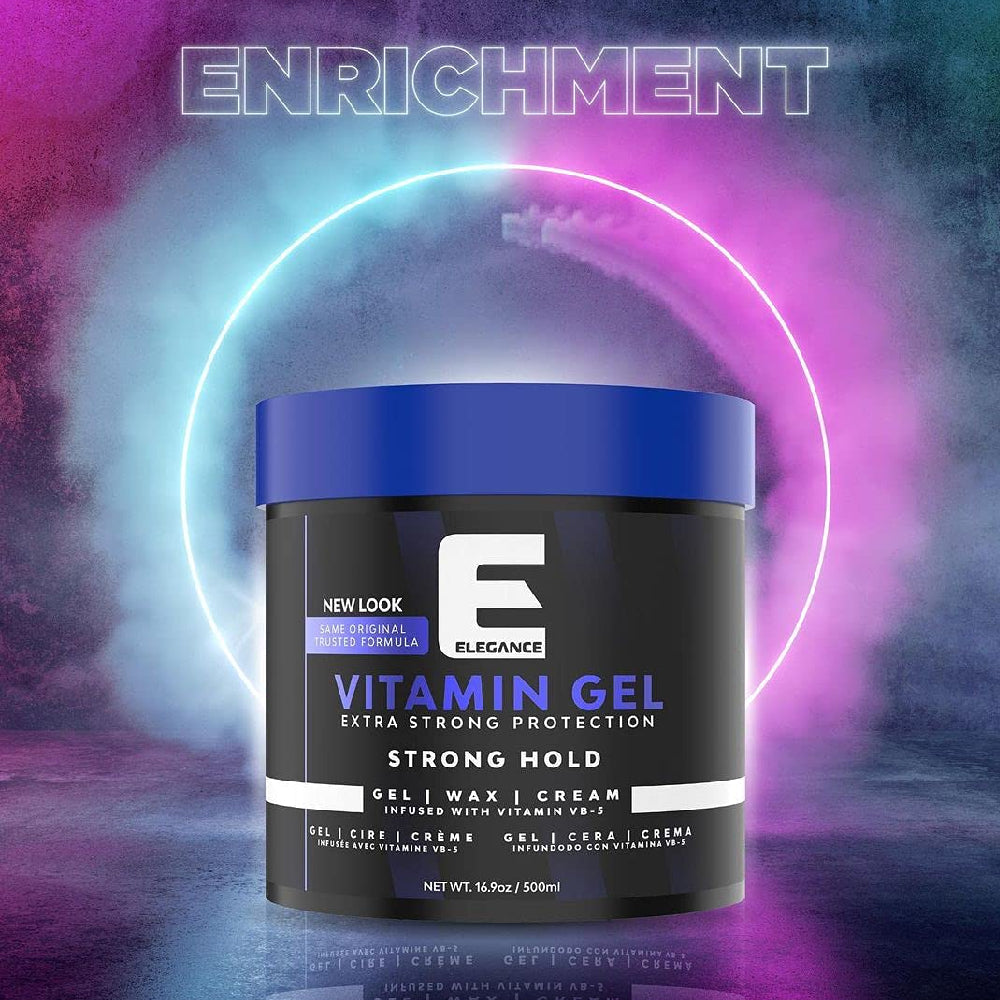 [barber_everything]-Elegance Pro-VB5 Hair Styling Gel Strong Hold (Vitamin) 16.9oz 500ml-Elegance-Barber Everything