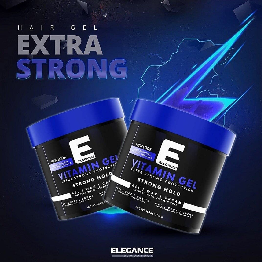 [barber_everything]-Elegance Pro-VB5 Hair Styling Gel Strong Hold (Vitamin) 16.9oz 500ml-Elegance-Barber Everything
