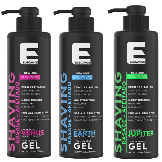 [barber_everything]-Elegance Shaving Gel Three Pack Set Venus, Earth, Jupiter 16.9oz 500ml-Elegance-Barber Everything