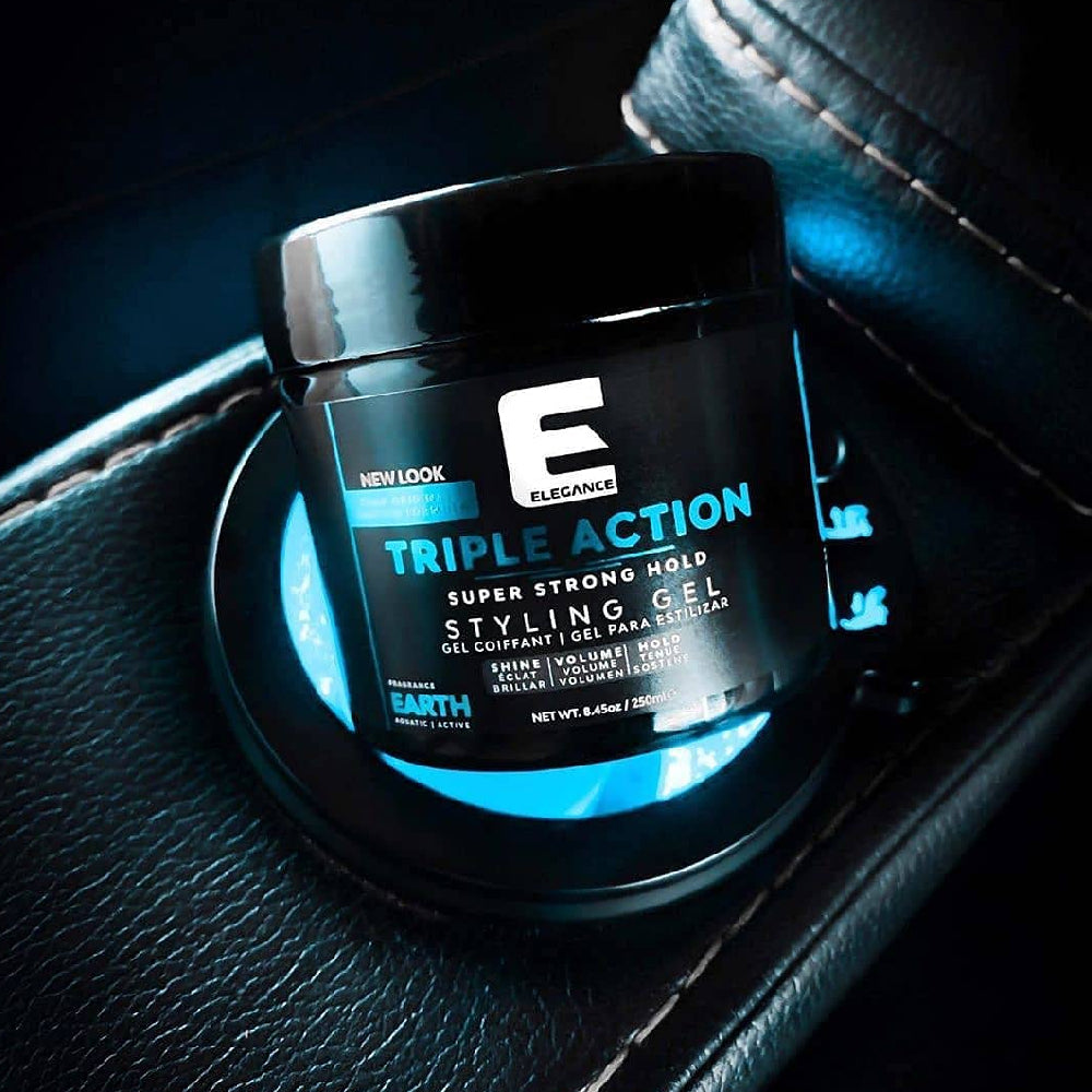 [barber_everything]-Elegance Triple Action Hair Gel Earth (Strong Hold) 16.9oz 500ml-Elegance-Barber Everything