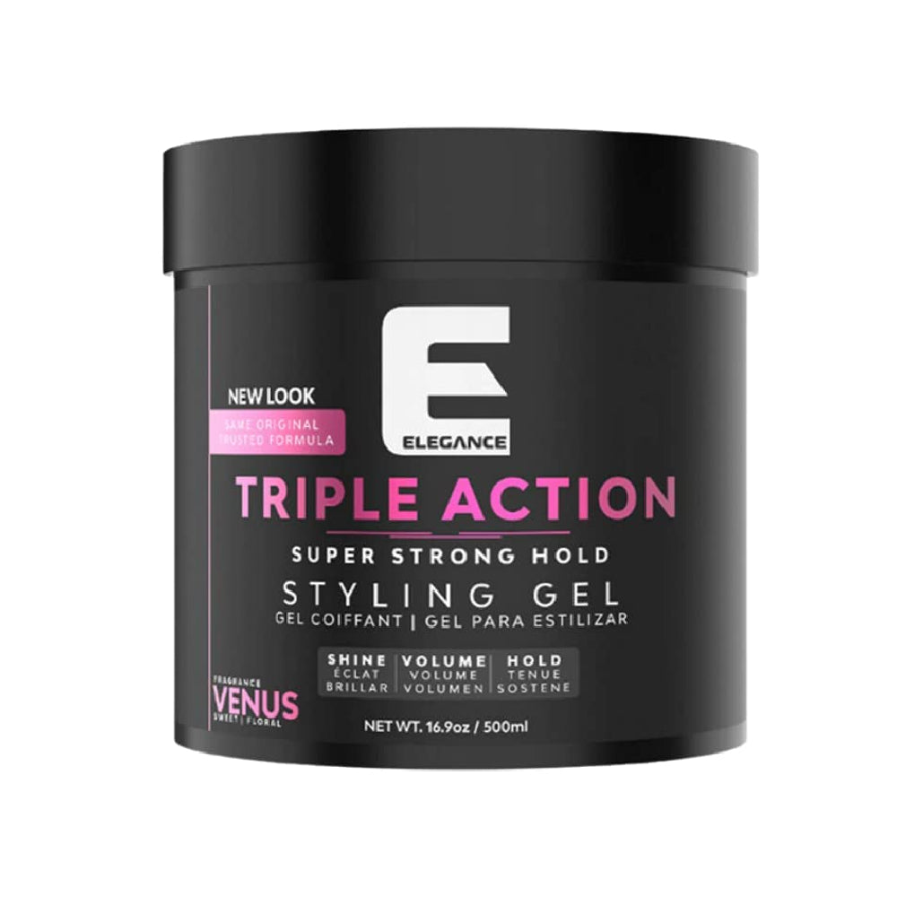 [barber_everything]-Elegance Triple Action Hair Gel Venus (Strong Hold) 16.9oz 500ml-Elegance-Barber Everything