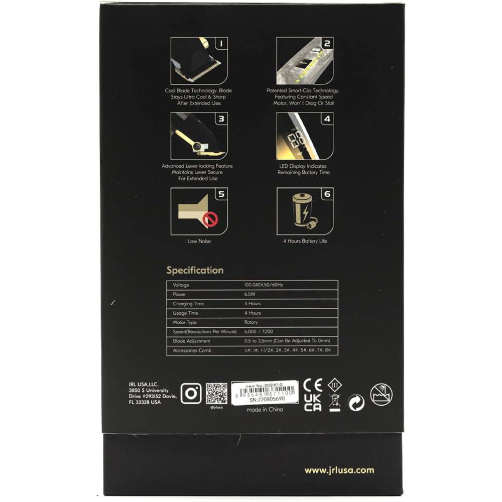 [barber_everything]-JRL FreshFade Gold Cordless Clipper #FF2020C-G-JRL-Barber Everything