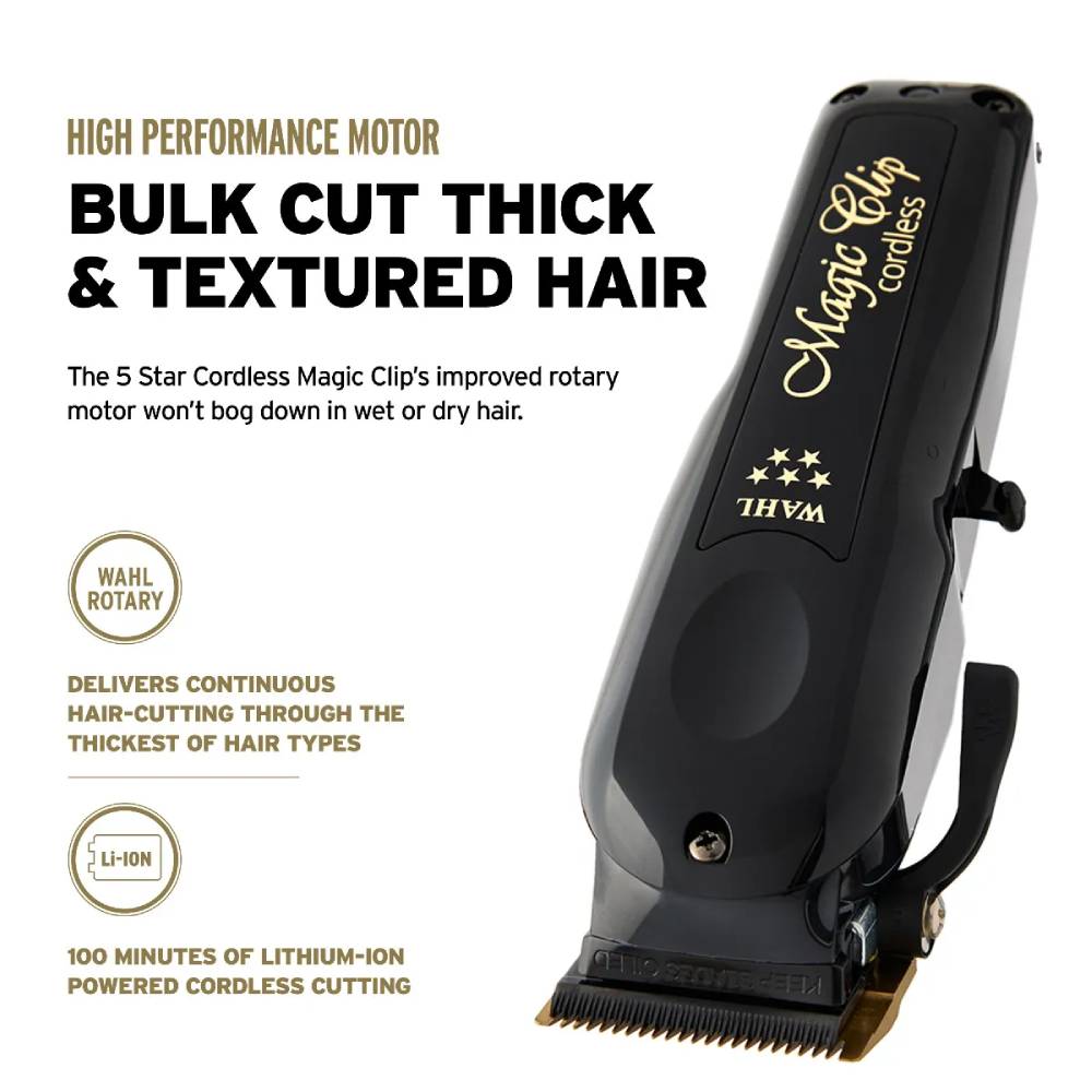 [barber_everything]-Wahl 5-Star Black/Gold Cordless Barber Combo – Cordless Magic Clip & Cordless Detailer #3025397-Wahl-Barber Everything