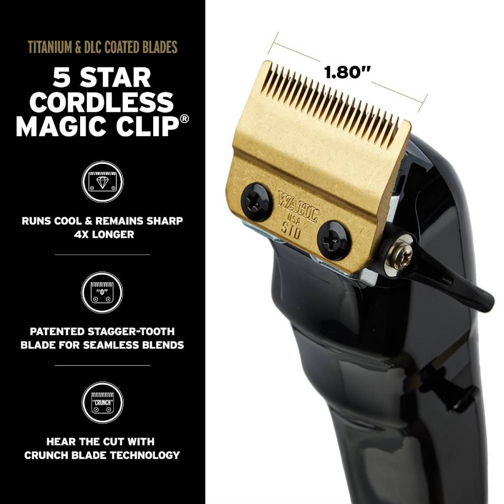 [barber_everything]-Wahl 5-Star Black/Gold Cordless Barber Combo – Cordless Magic Clip & Cordless Detailer #3025397-Wahl-Barber Everything