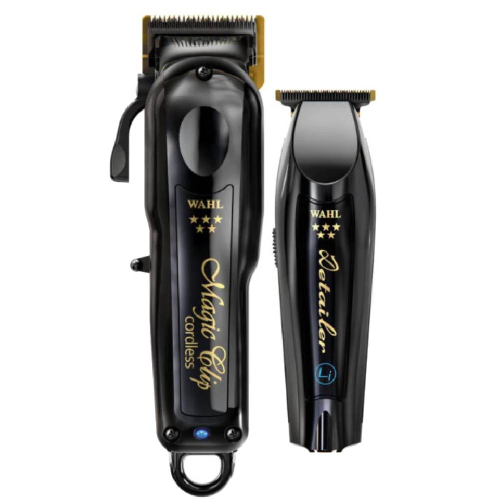 [barber_everything]-Wahl 5-Star Black/Gold Cordless Barber Combo – Cordless Magic Clip & Cordless Detailer #3025397-Wahl-Barber Everything