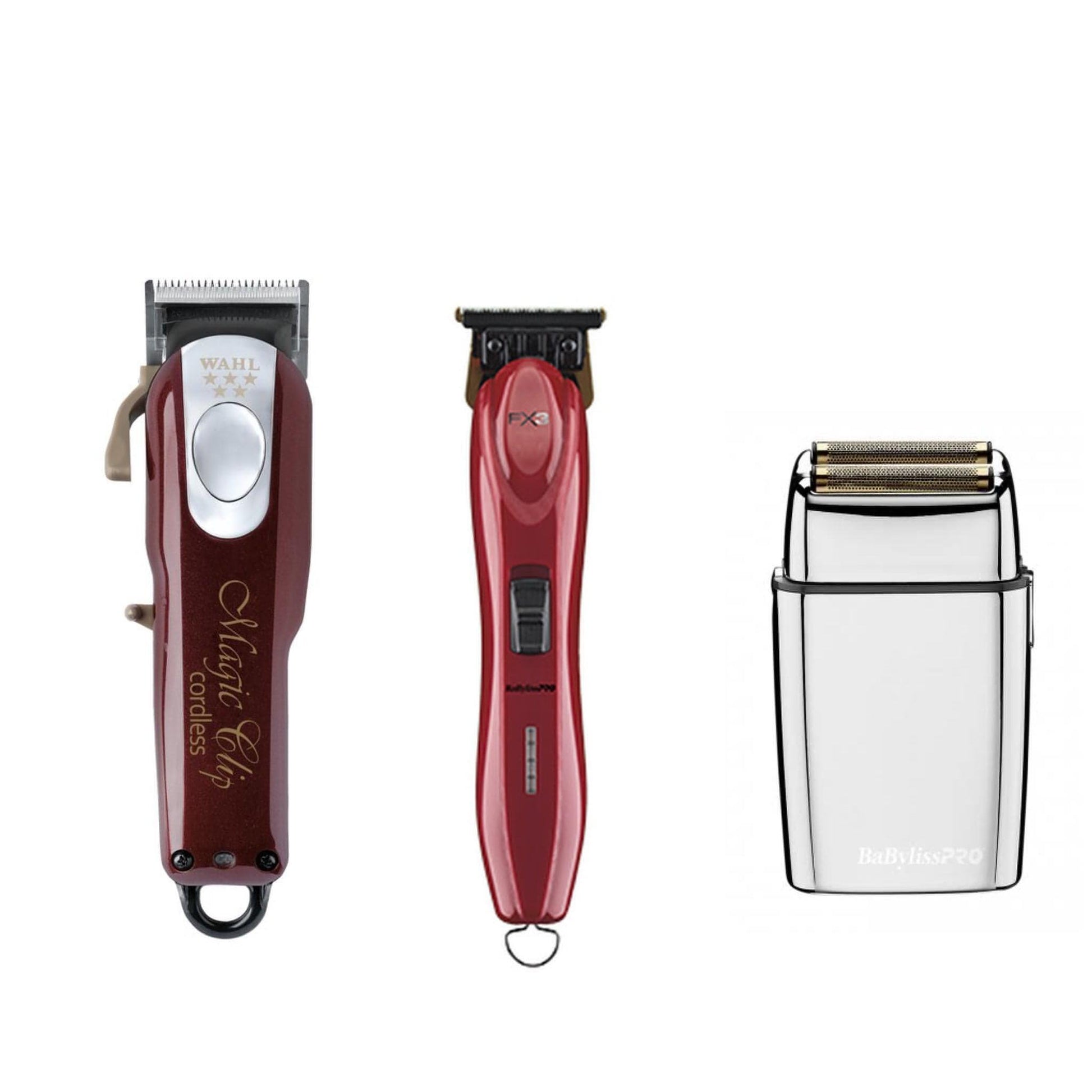 [barber_everything]-Wahl Magic Clipper + BaByliss Pro Skeleton Trimmer + Double Foil Shaver (Combo)-Bundle-Babyliss Pro-Black-Barber Everything